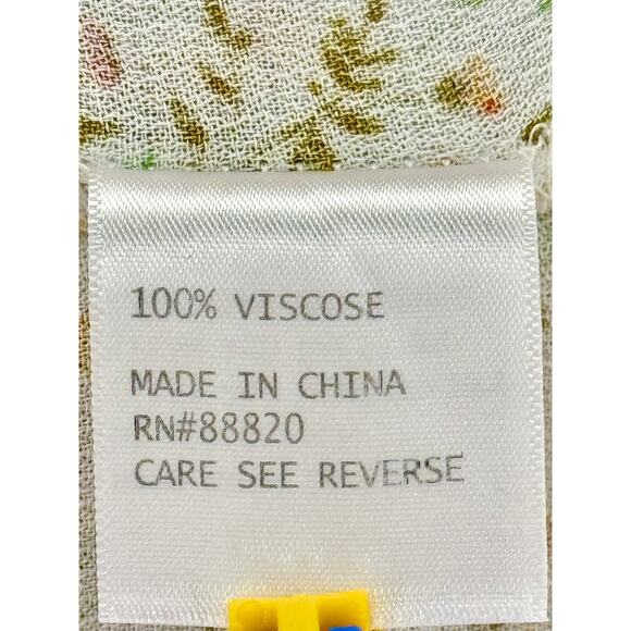 Rose & Thyme Womens S Flower V Neck Blouse 3/4 Sleeve Ruffle Hem Cottagecore - Picture 5 of 5